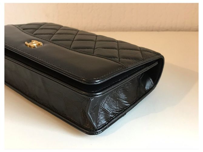 Chanel Wallet on Chain Nero in Pelle di Vitello Invecchiata - vista 5