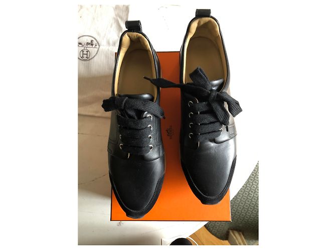 Scarpe da tennis Hermès in pelle nera 38 Nero - vista 2