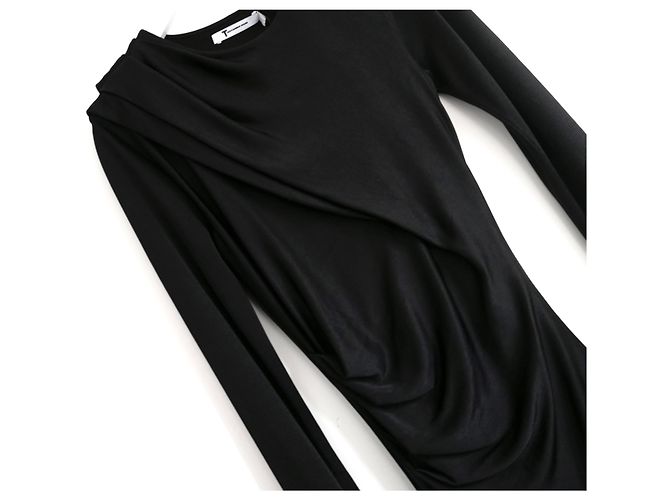T By Alexander Wang Vestido drapeado negro - vista 2