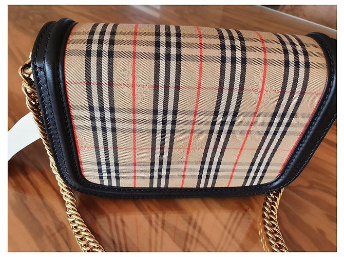 Borsa a tracolla Burberry Novissa Beige in pelle e cotone - vista 2
