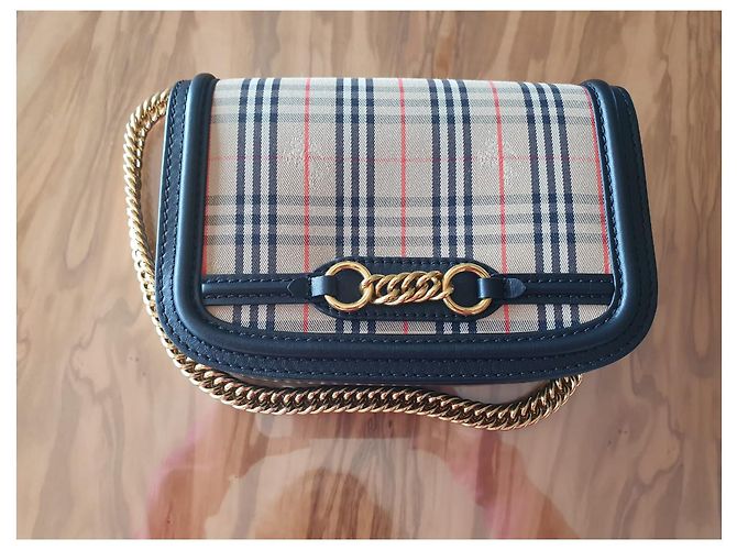 Borsa a tracolla Burberry Novissa Beige in pelle e cotone - vista 3
