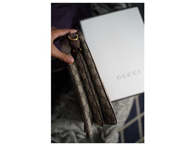 Porte-documents Gucci Ophidia GG Marron Beige - vue 3