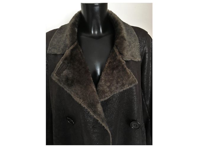 Abrigo Gerard Darel de imitación cuero marrón oscuro - vista 3