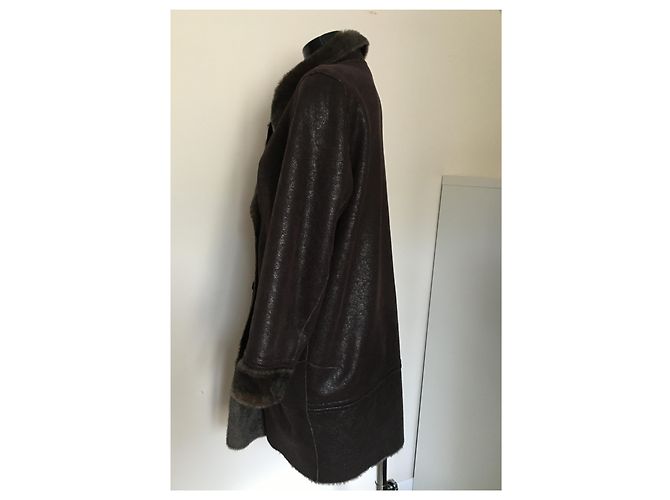 Abrigo Gerard Darel de imitación cuero marrón oscuro - vista 4