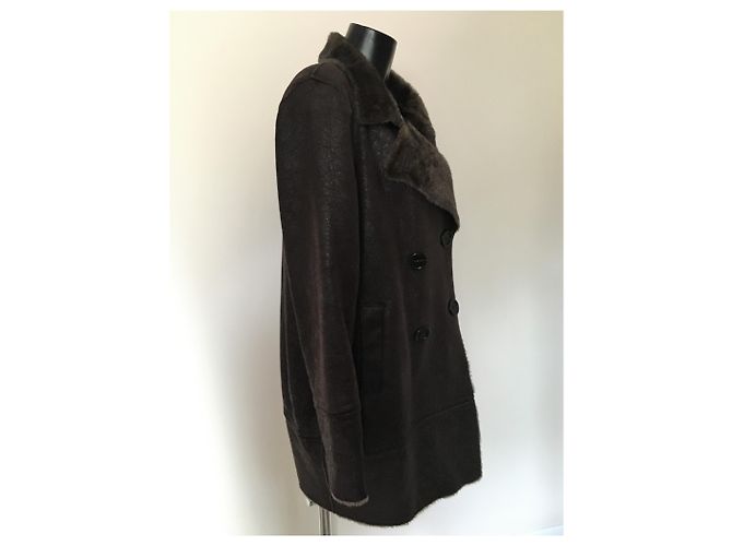 Abrigo Gerard Darel de imitación cuero marrón oscuro - vista 5
