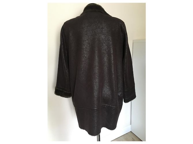 Abrigo Gerard Darel de imitación cuero marrón oscuro - vista 6