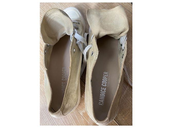 Neue Candice Cooper Leder sneakers Weiß Golden - Ansicht 3