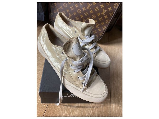 Neue Candice Cooper Leder sneakers Weiß Golden - Ansicht 4
