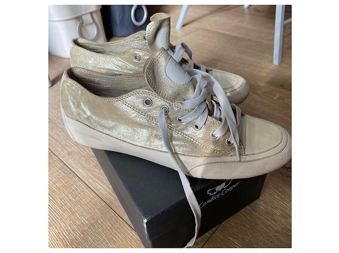 Neue Candice Cooper Leder sneakers Weiß Golden - Ansicht 5