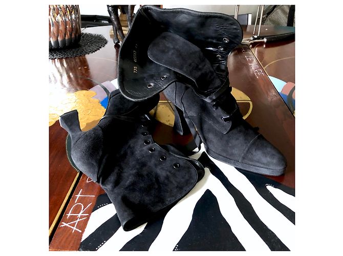 Stivaletti CHANEL in camoscio Nero - vista 2