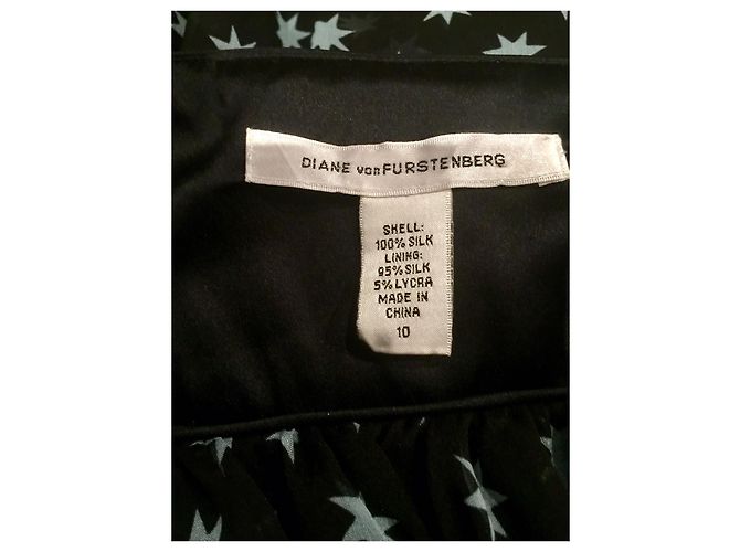 Diane Von Furstenberg Abito in seta nera DvF con stelle blu Nero - vista 7