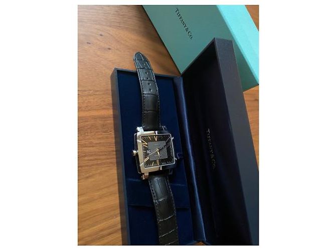 Tiffany & Co Atlas orologio automatico quadrato pelle nera Nero - vista 2