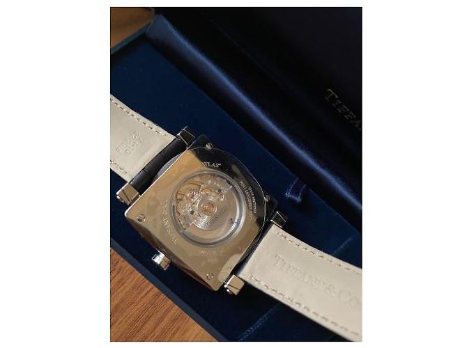 Tiffany & Co Atlas orologio automatico quadrato pelle nera Nero - vista 3