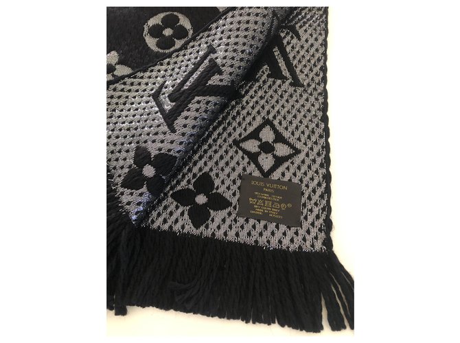 Sciarpa Louis Vuitton logomania shine Nero Argento - vista 3