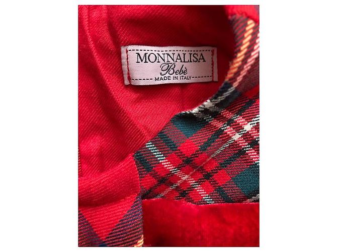 Monnalisa Rotes Karo Kleid mit Samtschleife 12 Monate - Ansicht 3