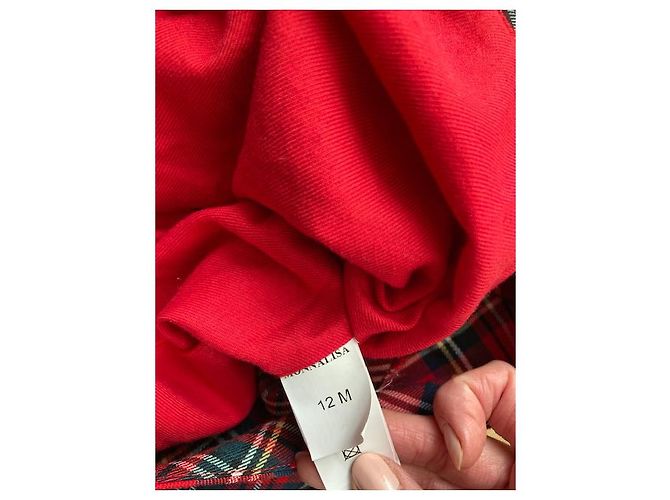 Monnalisa Rotes Karo Kleid mit Samtschleife 12 Monate - Ansicht 4