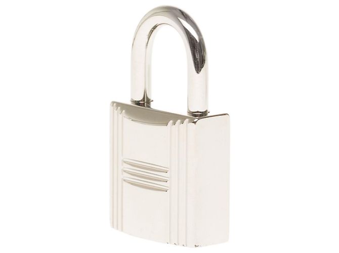 Lucchetto Hermès in argento palladio per borse Birkin o kelly, nuova condizione con 2 chiavi e custodia originale! - vista 4