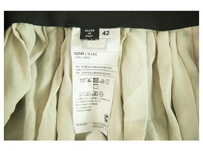 Dolce & Gabbana D&G Minigonna a pieghe in seta bianca e nera Taglia 42 Nero - vista 4