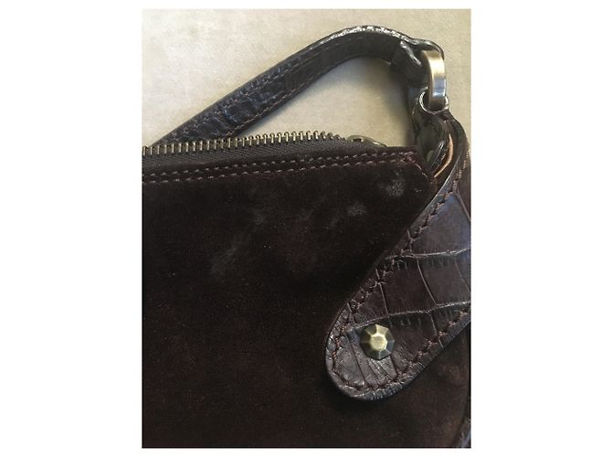Borsa a tracolla Valentino Garavani in velluto marrone scuro - vista 6