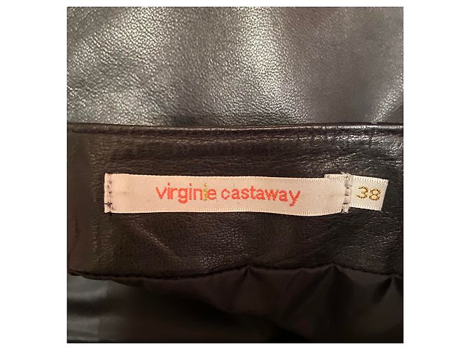 Falda de piel de cordero Virginie Castaway Negra Negro - vista 2