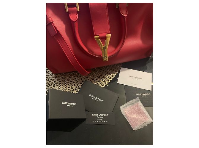 Yves Saint Laurent Chyc Borsa in pelle rossa Rosso - vista 7