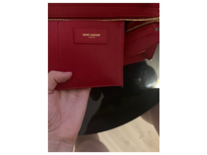 Yves Saint Laurent Chyc Borsa in pelle rossa Rosso - vista 9