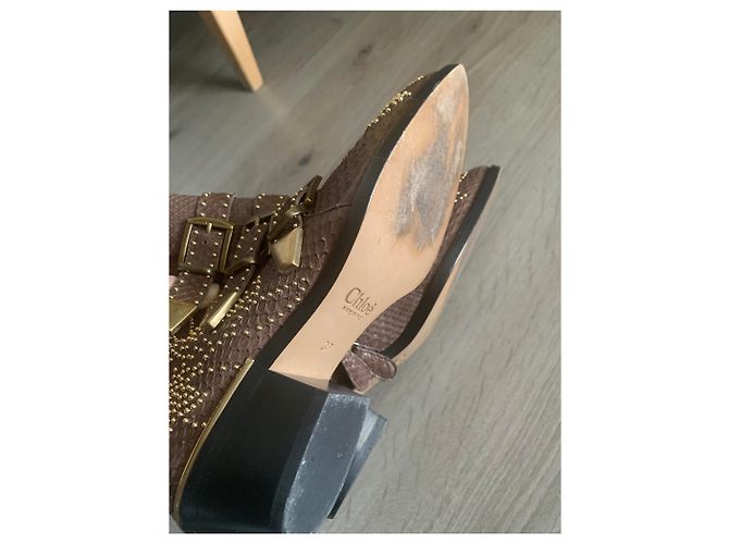 Bottines Chloé Suzanne Marron Python - vue 11