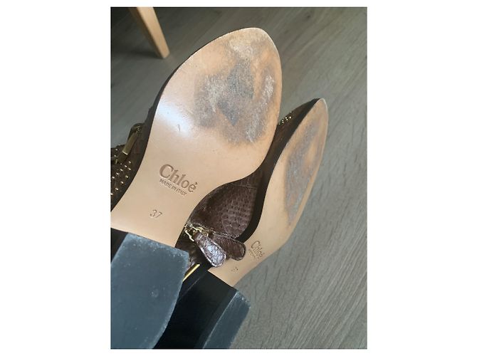 Bottines Chloé Suzanne Marron Python - vue 12