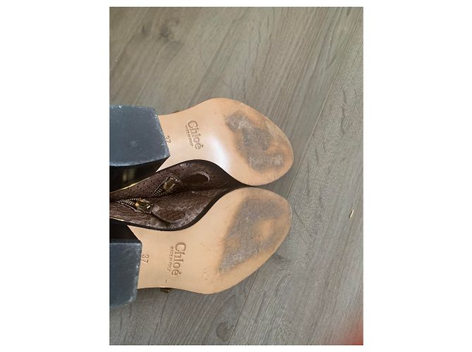 Bottines Chloé Suzanne Marron Python - vue 15