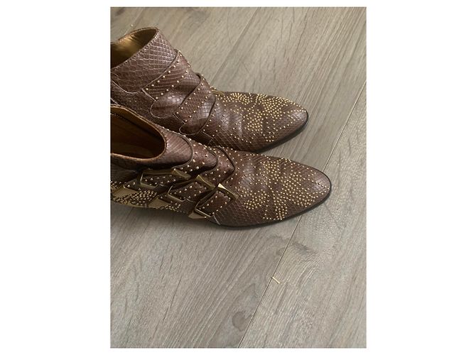 Bottines Chloé Suzanne Marron Python - vue 2