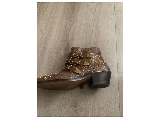 Bottines Chloé Suzanne Marron Python - vue 4