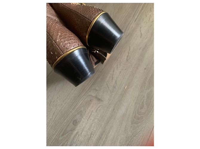 Bottines Chloé Suzanne Marron Python - vue 5