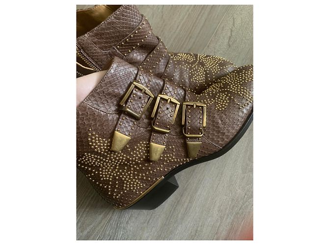 Bottines Chloé Suzanne Marron Python - vue 6