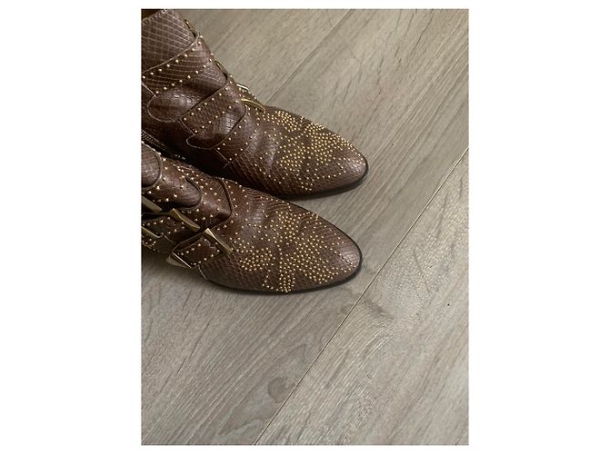 Bottines Chloé Suzanne Marron Python - vue 7