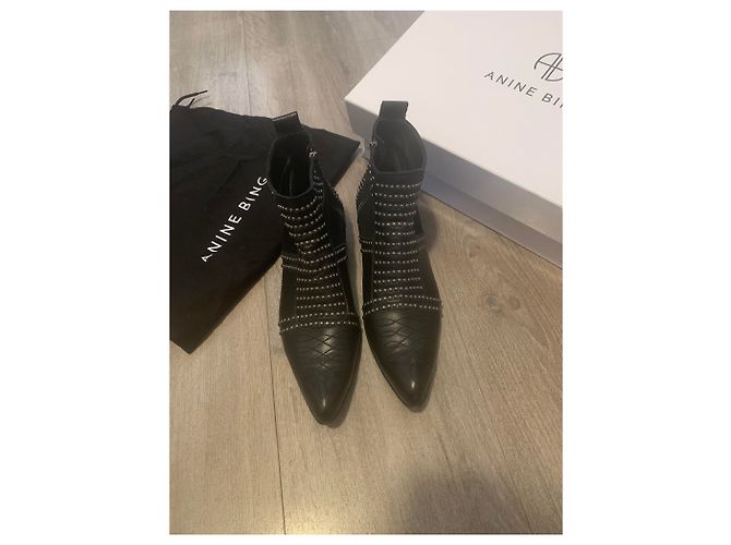 Stivaletti Anine Bing in pelle nera 37 Nero - vista 3