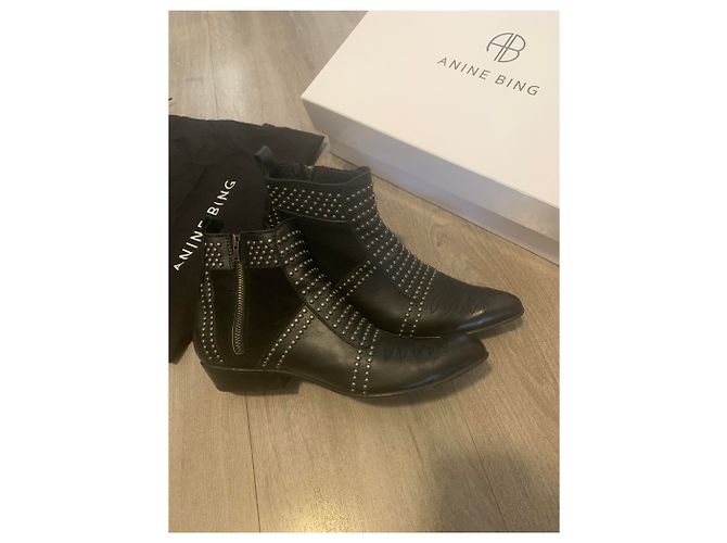 Stivaletti Anine Bing in pelle nera 37 Nero - vista 6