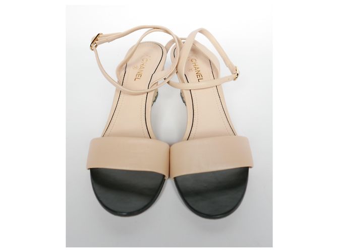 Chanel Zeppe con tacco in oro e perle Beige - vista 6