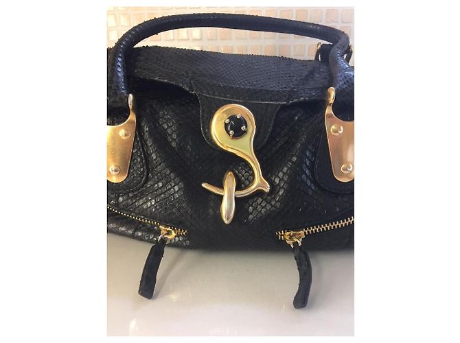 Valentino Handtasche aus Python Leder Schwarz - Ansicht 2