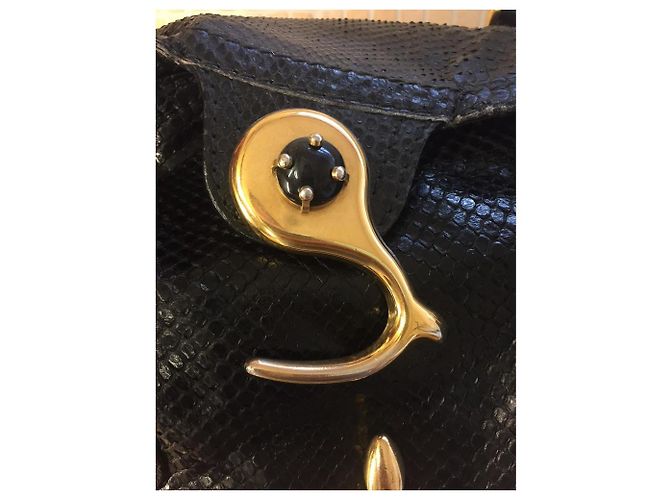 Valentino Handtasche aus Python Leder Schwarz - Ansicht 3