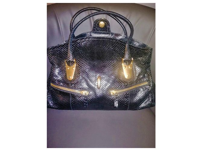 Valentino Handtasche aus Python Leder Schwarz - Ansicht 4