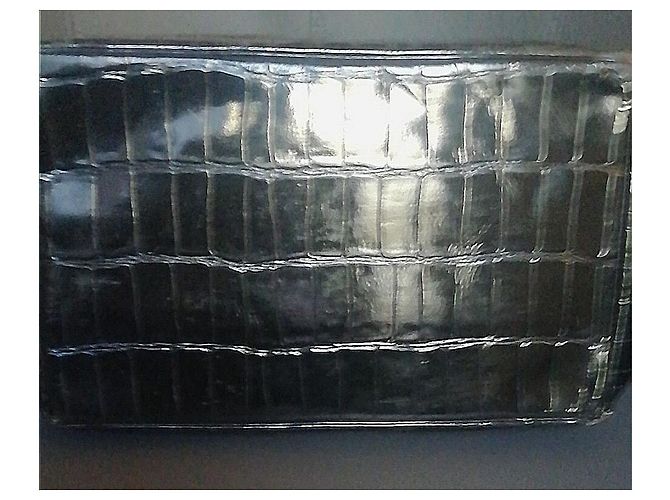 Autre Marque Borsa in pelle di coccodrillo nera Nero - vista 3