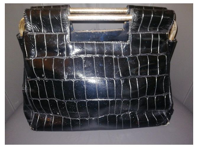 Autre Marque Borsa in pelle di coccodrillo nera Nero - vista 4