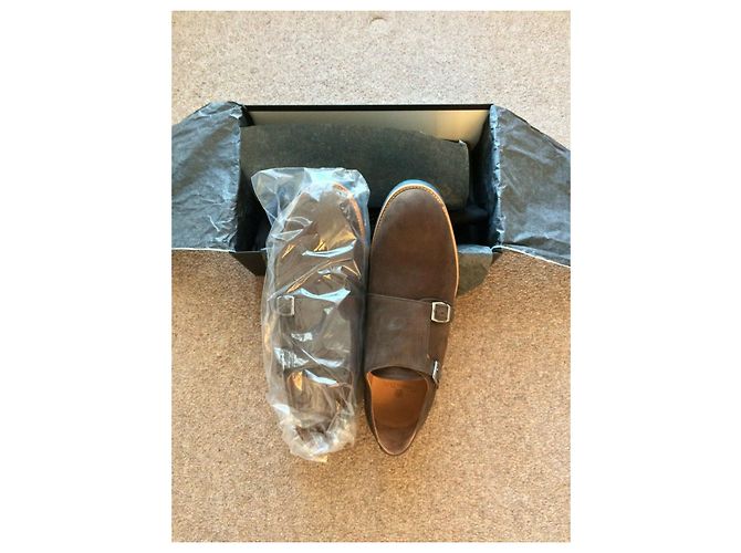 Massimo Dutti Scarpe Monk Strap in Pelle Scamosciata Marrone 45 - vista 3