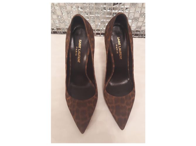 Décolleté Saint Laurent Leopard Print Camoscio 38 Stampa leopardo - vista 4