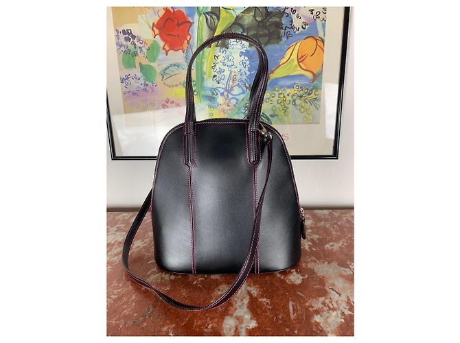 Lancel Ledertasche schwarz mit fuchsia Nähten - Ansicht 7