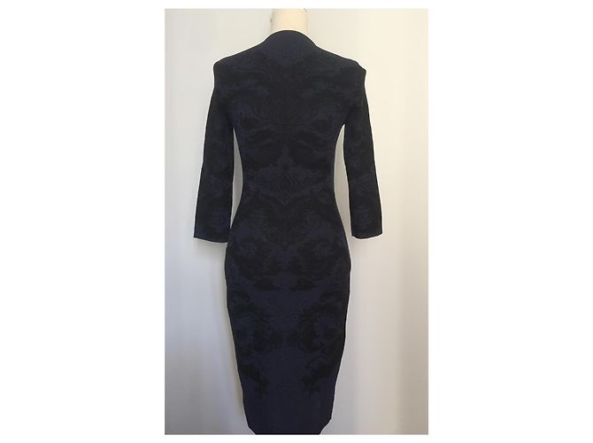 Vestido bicolor con textura de Alexander Mcqueen Negro Azul marino - vista 4