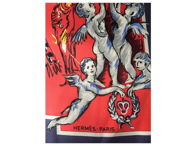 Carré Hermès "serata all'opera" Rosso Blu navy - vista 3