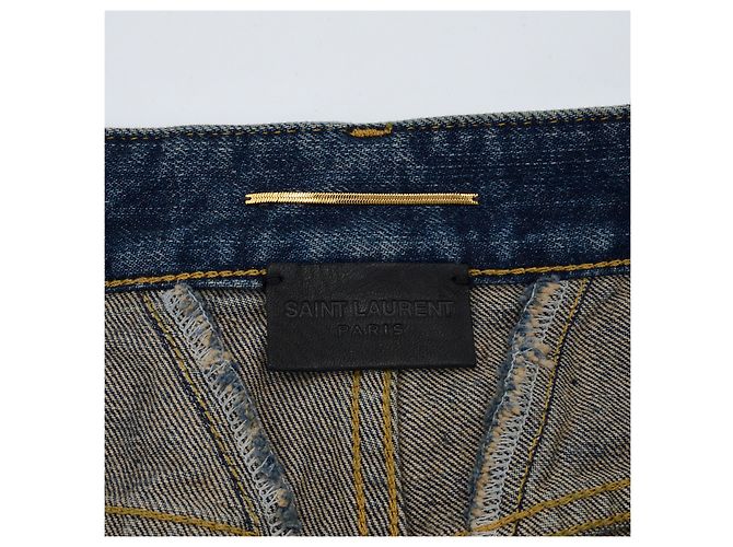 Saint Laurent short denim nuevo Azul oscuro Gold hardware - vista 3