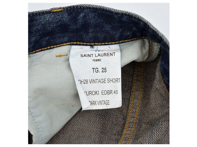 Saint Laurent short denim nuevo Azul oscuro Gold hardware - vista 4