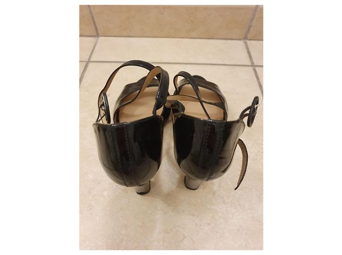 Sandali Repetto in vernice nera Nero - vista 3